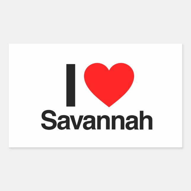 i love savannah rectangular sticker (Front)