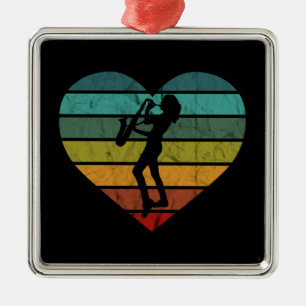 I Love Saxophone And Saxophonist Metal Ornament