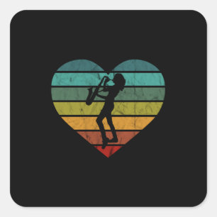 I Love Saxophone And Saxophonist Square Sticker
