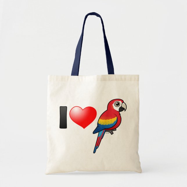 I Love Scarlet Macaws Tote Bag (Front)