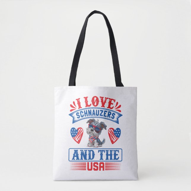 I love Schnauzers and the USA Tote Bag (Front)