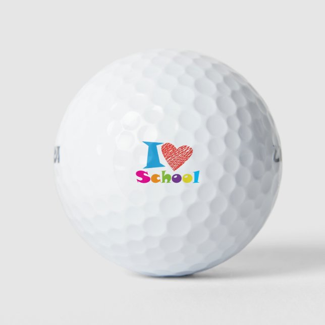 I Love School. Back To School. Cartoon Cute Heart Golf Balls (Front)