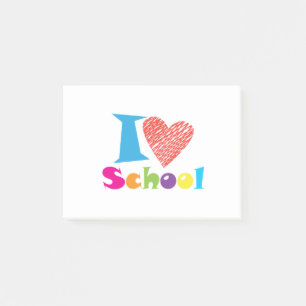 I Love School. Back To School. Cartoon Cute Heart Post-it Notes