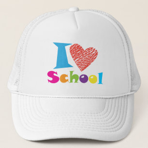 I Love School. Back to School. Cartoon T-Shirt Trucker Hat