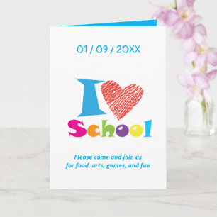 I Love School. Back to School. Invitation Cartoon