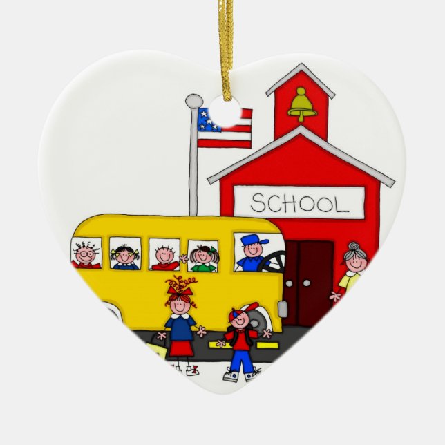 I Love School Ceramic Ornament (Front)