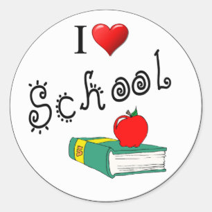 I Love School Heart Books Classroom Classic Round Sticker