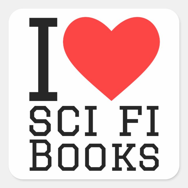 I love sci fi books square sticker (Front)