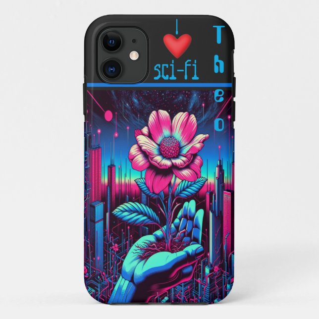 "I Love Sci-Fi" Future Flower Customisable  Case-Mate iPhone Case (Back)
