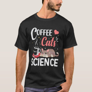 I Love Science Cats and Coffee Heart Science Teach T-Shirt