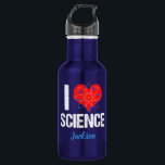 I Love Science Custom 532 Ml Water Bottle<br><div class="desc">I Love Science water bottle with a cool atom model wrapped around a red heart. A great geek gift for a science teacher or scientist that loves experiments and learning about the world.</div>