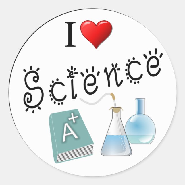 I Love Science Heart Lab Classroom Classic Round S Sticker (Front)