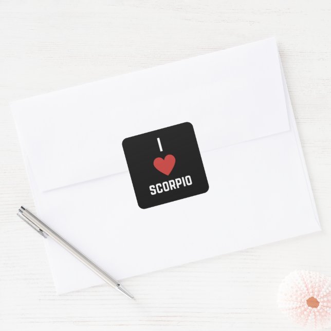 I Love Scorpio Zodiac Square Sticker (Envelope)