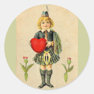 I love Scotland, vintage Scottish highlander Classic Round Sticker