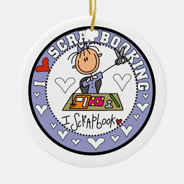 I Love Scrapbooking Ceramic Tree Decoration (Front)