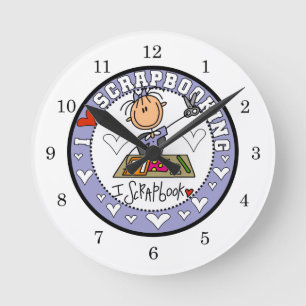 I Love Scrapbooking Round Clock