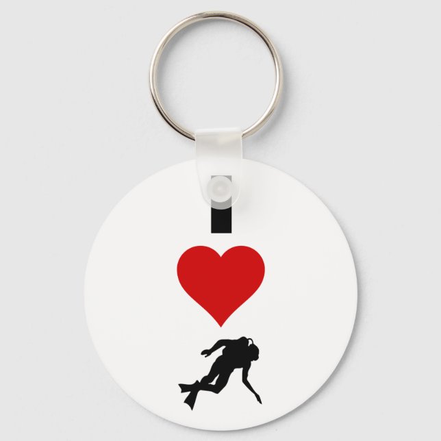 I Love Scuba Diving (Vertical) Key Ring (Front)