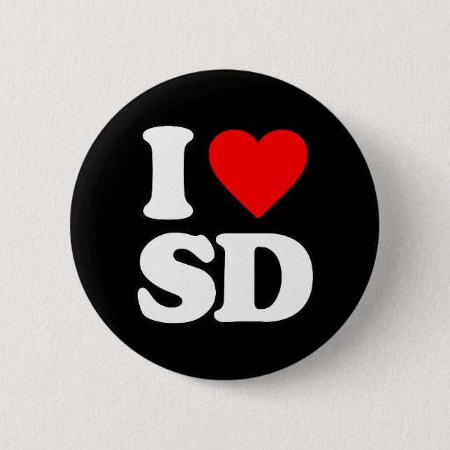 I LOVE SD 6 CM ROUND BADGE (Front)