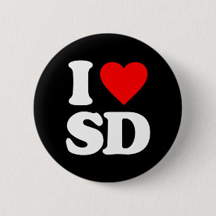 I LOVE SD 6 CM ROUND BADGE
