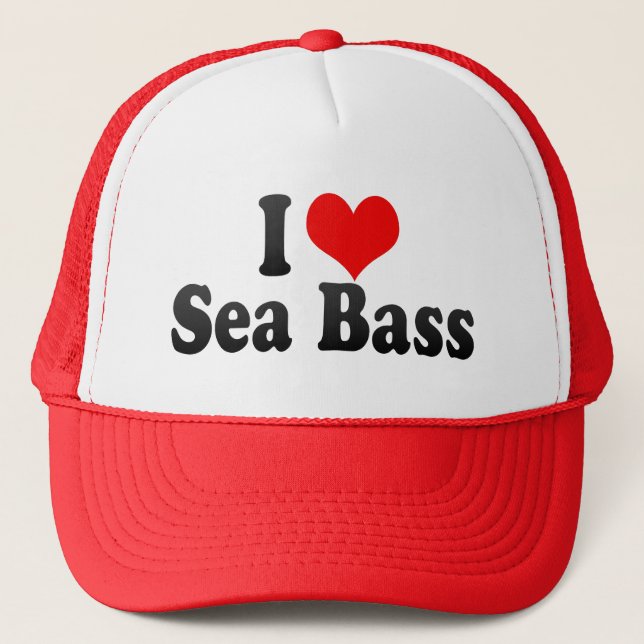 I Love Sea Bass Trucker Hat (Front)