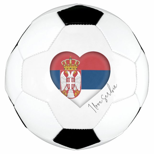 I Love Serbia Flag Colours Heart Soccer Ball (Front)