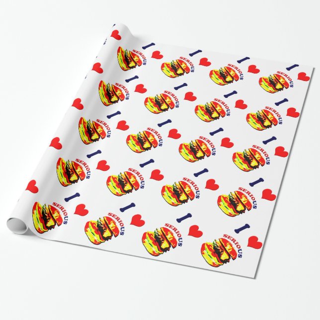 I Love Serious Burgers Wrapping Paper (Unrolled)
