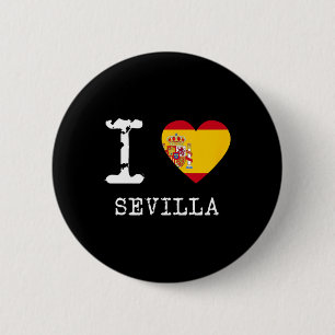 I Love Sevilla Spain Flag 6 Cm Round Badge