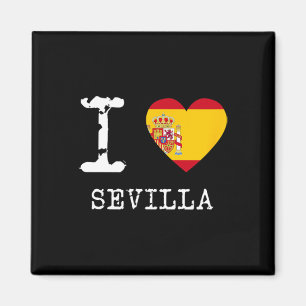 I Love Sevilla Spain Flag Magnet