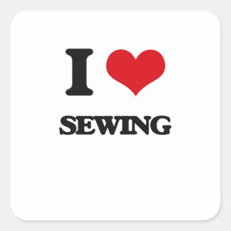 I Love Sewing Square Sticker