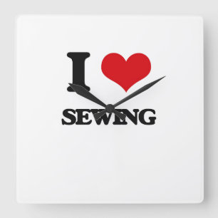 I Love Sewing Square Wall Clock