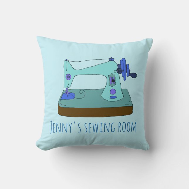 I love sewing. Vintage sewing machine personalised Cushion (Front)