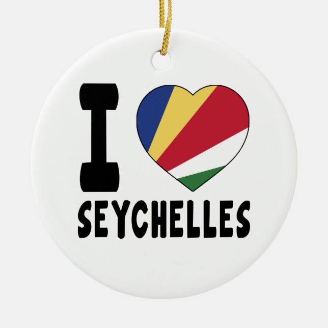 I Love Seychelles Ceramic Tree Decoration (Front)