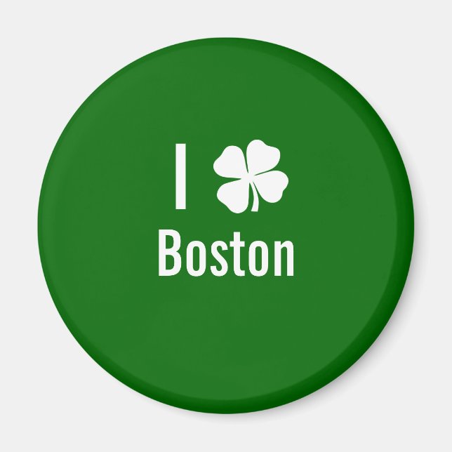 I love (shamrock) Boston St Patricks Day Magnet (Front)