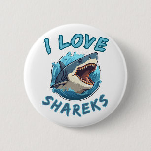 I Love Sharks Fisher 6 Cm Round Badge