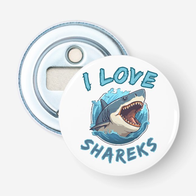 I Love Sharks Fisher Bottle Opener (Front)
