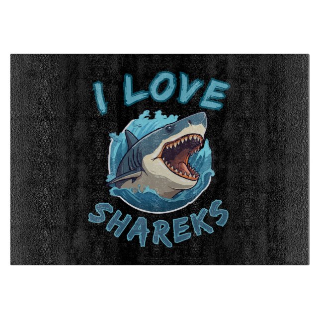 I Love Sharks Fisher Cutting Board (Front)