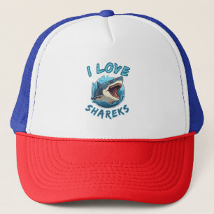 I Love Sharks Fisher Trucker Hat
