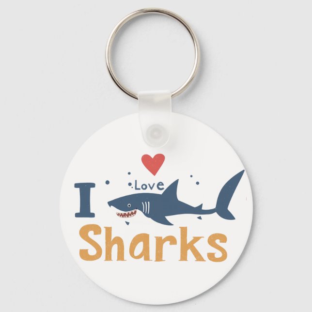 I Love Sharks  Key Ring (Front)