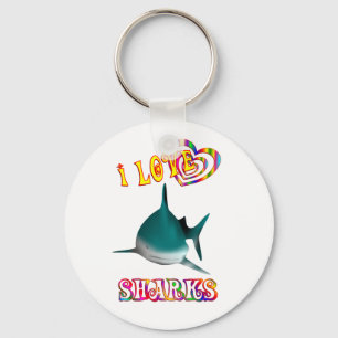 I LOVE SHARKS KEY RING