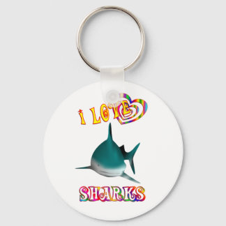 I LOVE SHARKS KEY RING