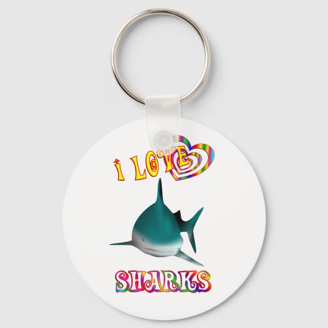 I LOVE SHARKS KEY RING (Front)