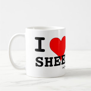 I Love Sheep (as friends) Big Red Heart Black Lamb Coffee Mug