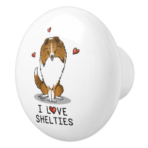 I Love Shelties (sable 2) Shetland Sheepdogs Cute Ceramic Knob