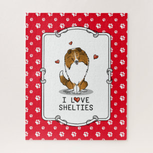 I Love Shelties (sable 2) Shetland Sheepdogs Cute Jigsaw Puzzle