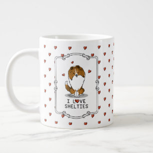 I Love Shelties (sable 2) Shetland Sheepdogs Cute Large Coffee Mug