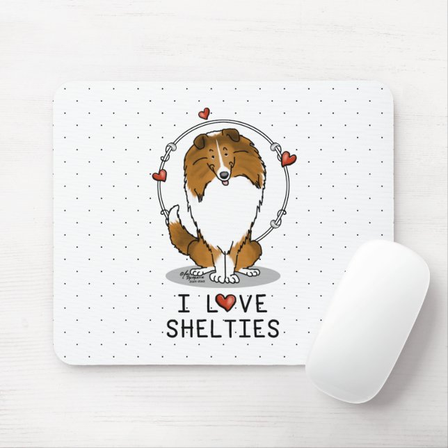 I Love Shelties (sable 2) Shetland Sheepdogs Cute Mouse Pad (With Mouse)