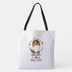 I Love Shelties (sable 2) Shetland Sheepdogs Cute Tote Bag