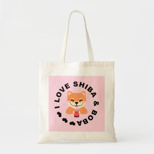 I LOVE SHIBA & BOBA - Cute Shiba Inu and Boba Tea Tote Bag