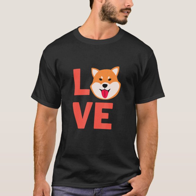 I Love Shiba Inu Dog Puppy Pet Owner And Animal T-Shirt (Front)
