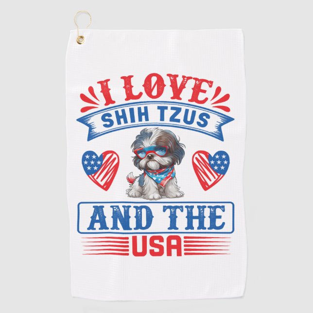 I love Shih Tzus and the USA Golf Towel (Front)
